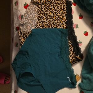 PINK Victoria's Secret Teal and Leopard Panties Set